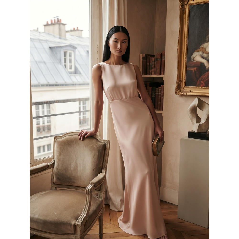 Sachin & Babi BHLDN Anthropologie Beckett Pink Satin Crepe Maxi Dress 6